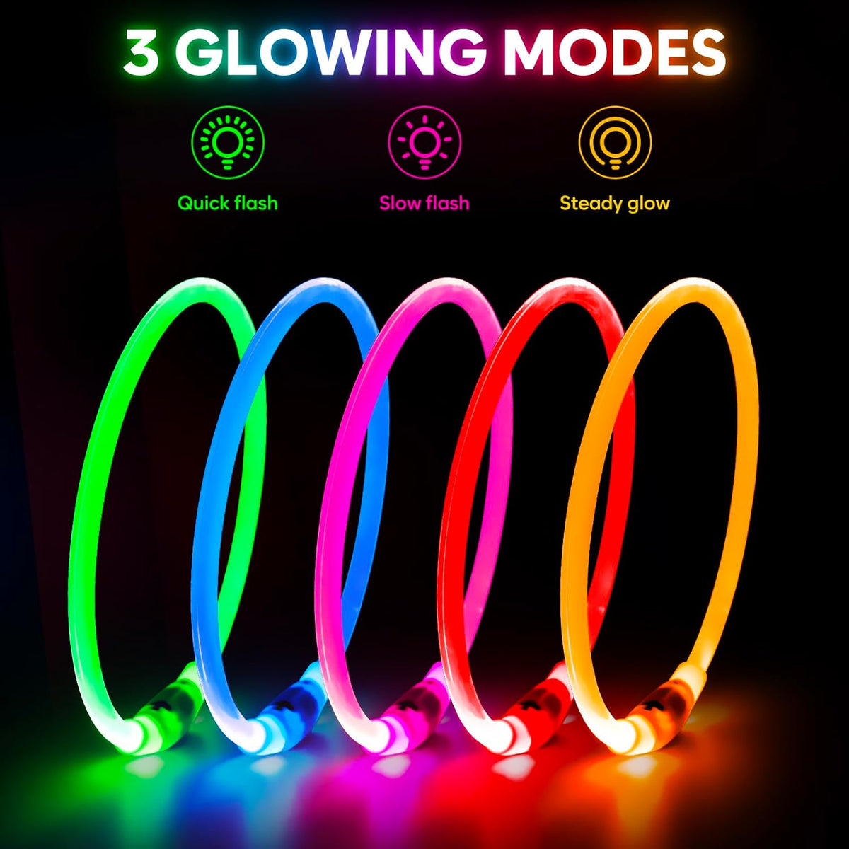 Led Dog Collar - Waterproof Lighted Pet Collar Rechargeable for Night, TPU Cuttable Light up Doggie Collar for Small, Medium, Large Dogs Walking (Green)