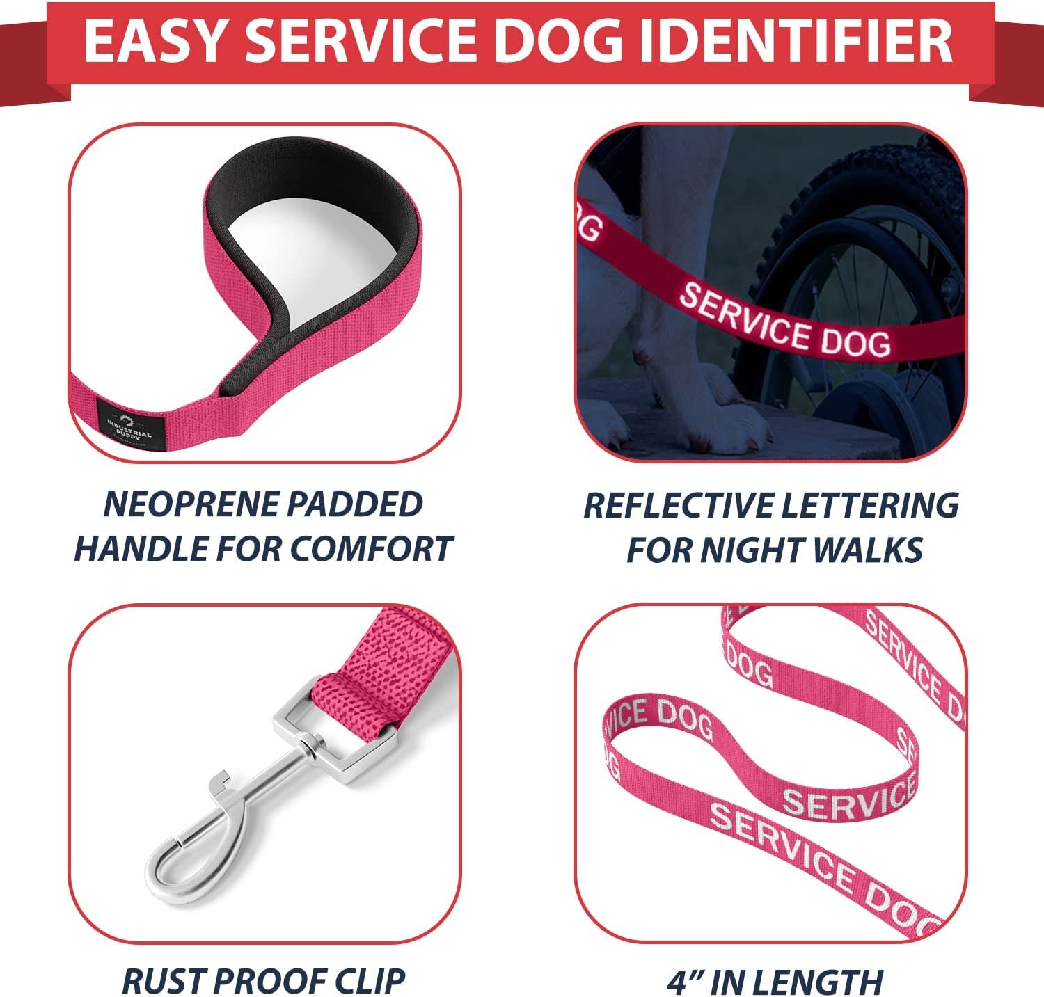 Service Dog Vest with Hook and Loop Straps & Matching Leash Set - Harnesses from XXS to XXL - Service Dog Harness Features Reflective Patch and Comfortable Mesh Design (Pink, XXS) | Durable & Adjustable Vest for Dog, Reflective Straps, Removable Patches, Matching Leash Set, Handle & D-Ring, Daily Use