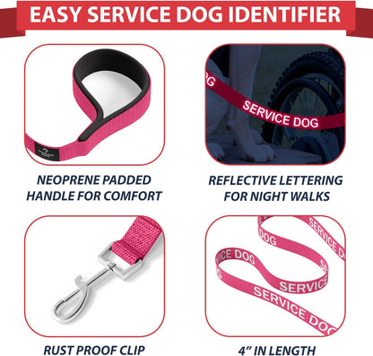 Service Dog Vest with Hook and Loop Straps & Matching Leash Set - Harnesses from XXS to XXL - Service Dog Harness Features Reflective Patch and Comfortable Mesh Design (Pink, XXS) | Durable & Adjustable Vest for Dog, Reflective Straps, Removable Patches, Matching Leash Set, Handle & D-Ring, Daily Use