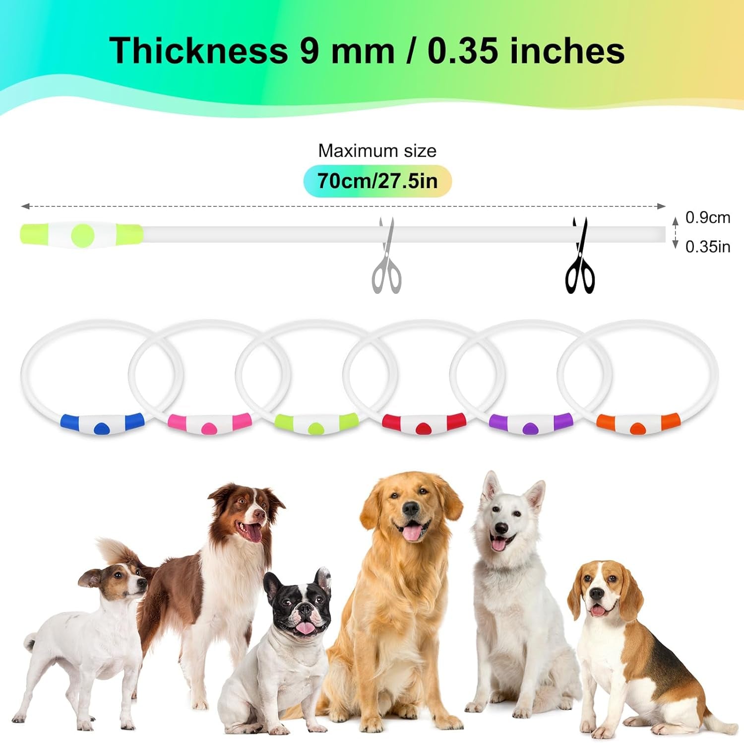Led Dog Collar - Waterproof Lighted Pet Collar Rechargeable for Night, TPU Cuttable Light up Doggie Collar for Small, Medium, Large Dogs Walking (Green)