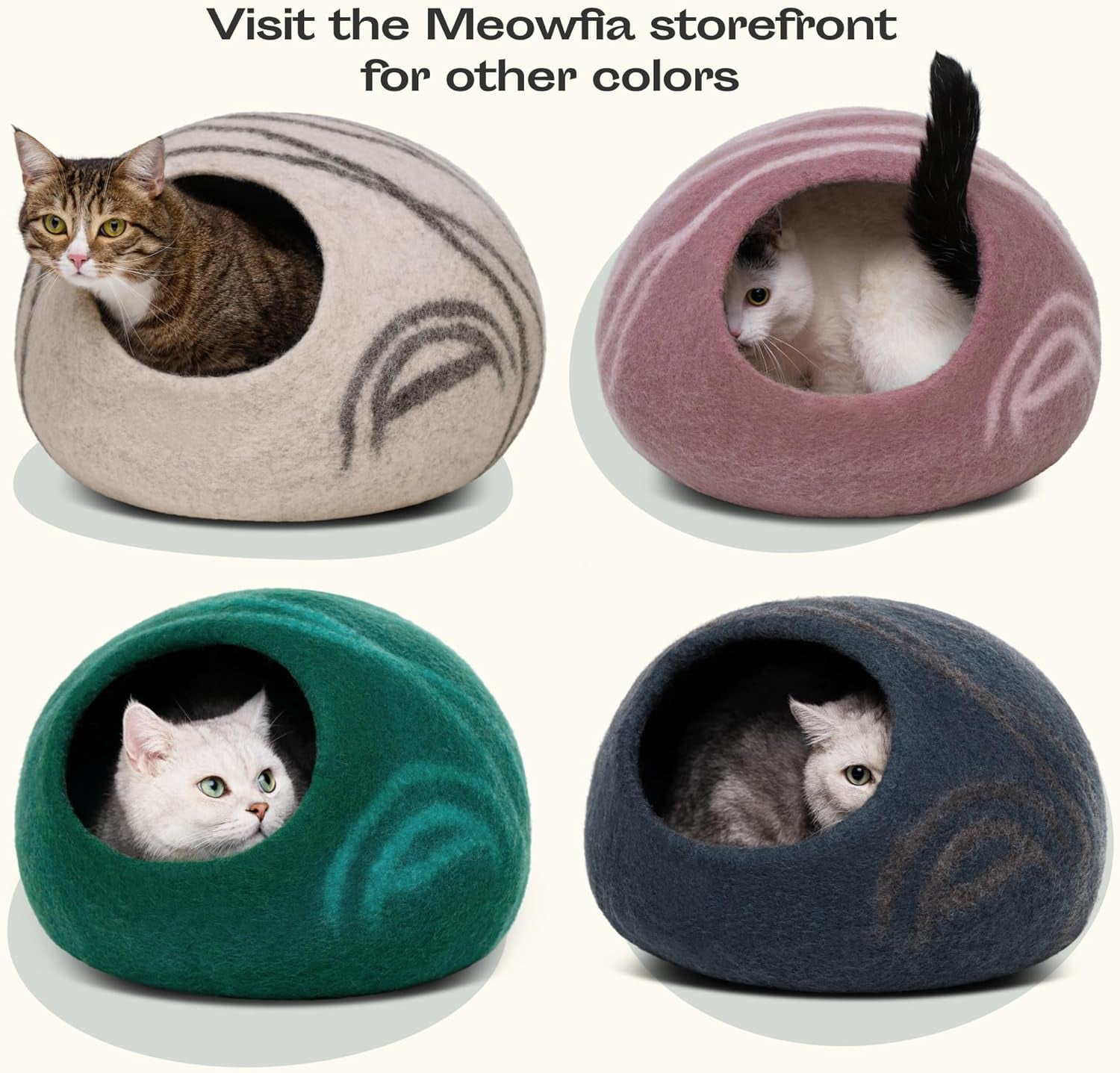 Cat Cave – Premium Felt Cat Bed Enclosure for Indoor Cats, Handmade Merino Wool (Light Gray, Large)