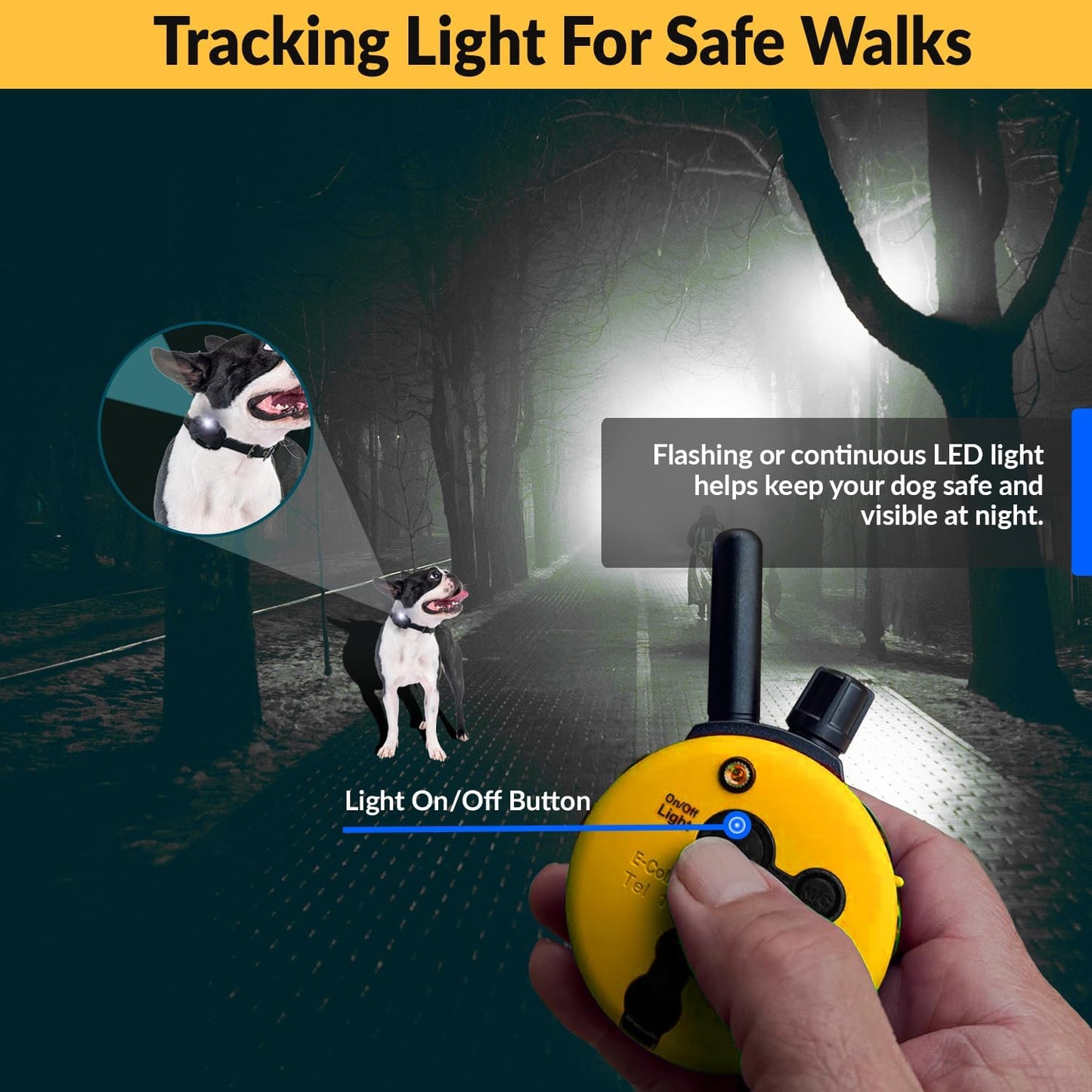 E-Collar  ET-402 Dog Training Collar, 2 Dog System, Yellow | Humane with Remote, 100 Safe Tapping Stimulation Levels, Waterproof Rechargeable, 3/4 Mile Range