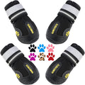 Dog Shoes for Hot Pavement, Dog Snow Boots & Paw Protectors for Winter | Dog Booties Medium Large Size Dogs, Water-Resistant in the Rain, Outdoor Walking, Indoor Hardfloors Skid-Resistant Sole Black